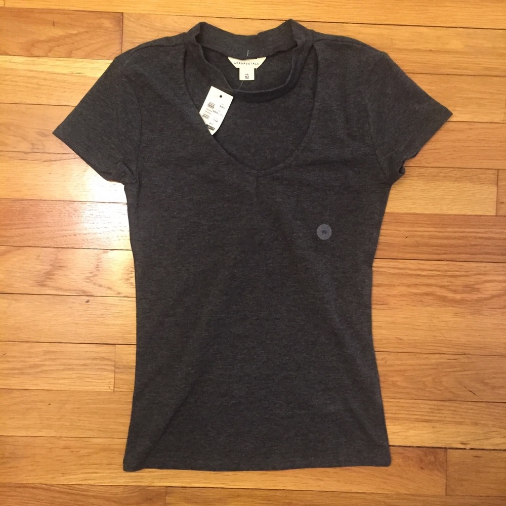 Aeropostale Solid Choker Bodycon Shirt NWT
